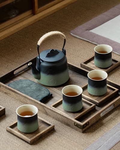 ZENS Japanese Teapot Set with 4 Cups, 33.8oz Loose Leaf Clay Teapot - Image 2