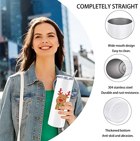 16 Pack 20 Oz Straight Skinny Tumblers,Individually Gift Boxed Stainless Steel Slim Skinny Tumbler Set Bulk, 20 Oz Insulated Slim Thin Travel Tumbler Cup for Diy, White - Image 5
