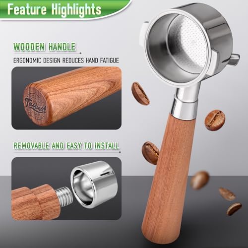 51mm 2 Ear Portafilter for DeLonghi EC260/EC155/ECP3420/BCO430- Stainless Steel Handle with Precision Basket and Siam Rosewood Grip - Image 6