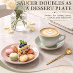 Latte Art Ceramic Cappuccino Cups and Saucers Set of 2, 11oz - Image 5