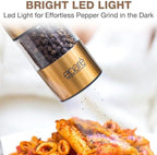 Eparé Bundle: Salt and Pepper Grinder & Copper Salt or Pepper Grinder - Battery Operated Ceramic Burr Peppermill - Stainless Steel - Powerful Mill With LED Light - Image 6