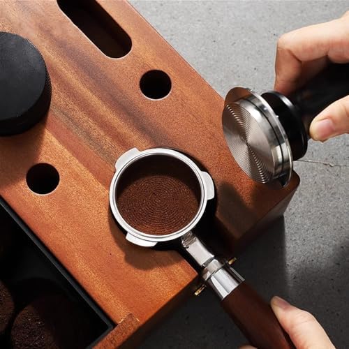 Espresso Knock Box, 4 IN 1 Espresso Accessories Organizer Box Compatible with 51/53&58MM Espresso Accessories, Natural Mahogany Tamping Station Base ,Tamper Holder-1.5L Coffee Grounds Box (51/53MM) - Image 3