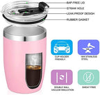 VEGOND Stainless Steel 12 oz Tumblers bulk Vacuum Insulated Double Wall Travel Tumbler with Lid and Straw Reusable Tumbler,Pink 12 pack - Image 2