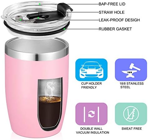 VEGOND Stainless Steel 12 oz Tumblers bulk Vacuum Insulated Double Wall Travel Tumbler with Lid and Straw Reusable Tumbler,Pink 12 pack - Image 2