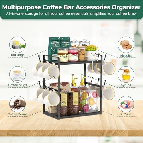 EsLuker.ly Coffee Station Bar Organizer Mug Holder Stand Countertop - Image 5