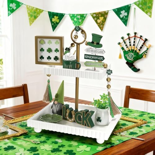 St Patrick's Day Decoration 8 PCS Saint Patty's Day Tiered Tray Decor Set - Image 2