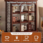 Wooden Mug Holder Countertop, Freestanding Grid Vintage Coffee Cup Display Stand, Rustic Coffee Mug Holder Organizer for Kitchen, Coffee Station,Brown,12 Grid - Image 4