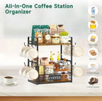 EsLuker.ly Coffee Mug Cup Holder Tree Bar Station Organizer, 2 Tier - Image 4