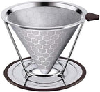 Coffee Filters Reusable Coffee Filter Durable Stainless Steel Holder Mesh Funnel Baskets Coffee Filter Pour Over Dripper Strainer Coffee Tool by Unknown