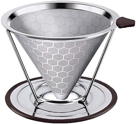 Coffee Filters Reusable Coffee Filter Durable Stainless Steel Holder Mesh Funnel Baskets Coffee Filter Pour Over Dripper Strainer Coffee Tool by Unknown
