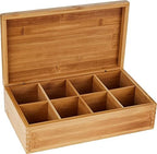 Lipper International 8188 Bamboo Wood Tea Box with 8 Compartments, 12-3/8" x 7-3/8" x 3-3/5" by LipperInternational