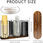 Coffee Cup Holder,18oz Cup and Lid Organizer, Cup Dispenser Rack with Wood Base, Suitable for Countertop Use, Kitchen, Coffee Bar，Storing Paper Cups, Straws, Lids, Tea Bags(4-Compartment) - Image 2