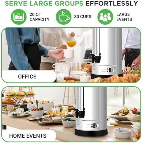 NutriChef 19L Water Boiler Hot Water Dispenser Urn | Large Electric Kettle with Keep Warm Function, Safety Lock Lid & Stainless Steel Inner Pot for Tea & Hot Beverages (Black & Silver). - Image 2