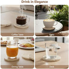 Natural Travertine Drink Coasters Set of 4 with Holder, 4" Round - Image 6