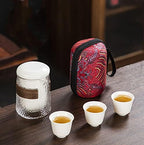 Clear Glass Teapot Tea Set with Removable Infuser Borosilicate Glass Tea Kettle, Includes 4 Ceramic Tea Cups and A Portable Travel Bag,Style 3,Style 7 - Image 2