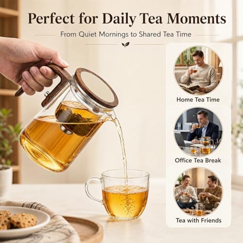 TeSabMi Magnetic Glass Teapot with Infuser for Loose Leaf Tea, 27 oz - Image 6