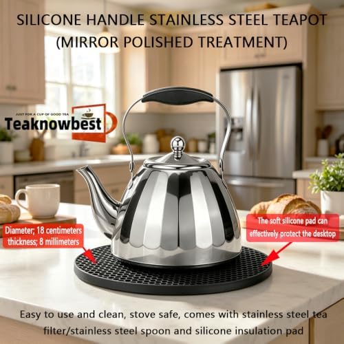 1500ml/50oz Small Teapot, Stainless Steel Tea Pot With Infuser - Image 3