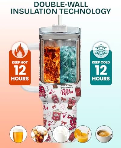 Soda Lover 40oz Insulated Tumbler With Handle And Straw, Stainless Steel Travel Cup, Double Wall Vacuum Drinkware For Water Coffee And Cold Drinks, Birthday Gift - Image 4