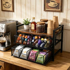 Double Drawer Tea Bag Organizer, 16-Compartment Wooden Tea Box - Image 5