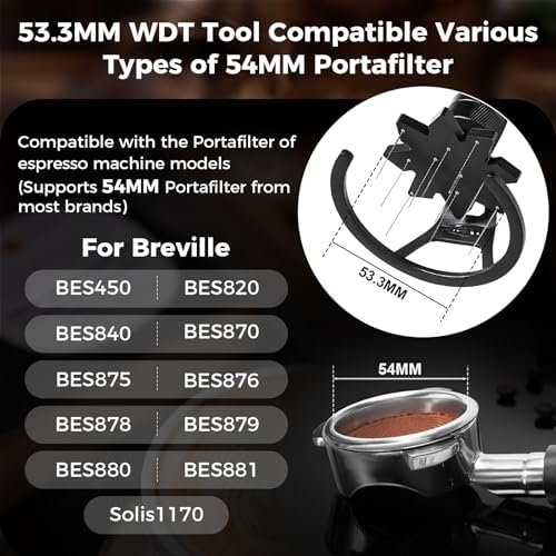 IKAPE 54MM WDT Tool, Espresso Stirrer Distribution Tool, Adjustable Needle Height, Coffee Stirrer with Dosing Funnel & Stand(With Brush) - Image 2