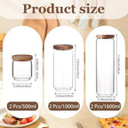 SiliFine Glass Pantry Storage Jar with Lid, 6 Set, Wood Lid - Image 2