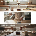 Pour Over Coffee Maker, 600 ml Borosilicate Glass Carafe, Reusable Stainless Steel Filter, Measurement Markings, Heat-Resistant Handle, 3.7 in Mouth, 6.7 in Tall for Home Coffee Brewing - Image 6