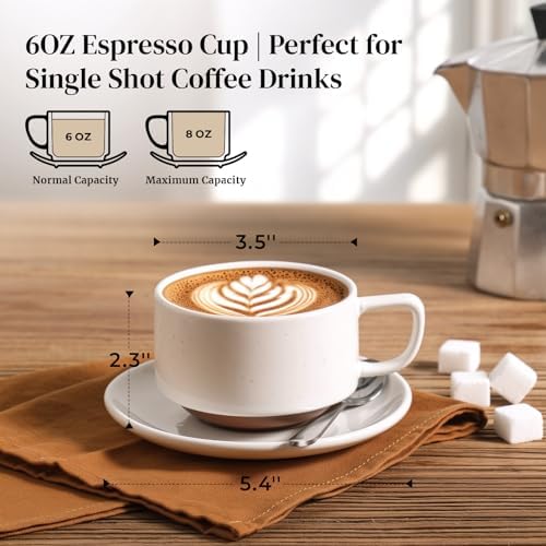 DOWAN 5oz Coffee Cup and Saucer Set of 4 and Pour Over Coffee Maker - Image 6