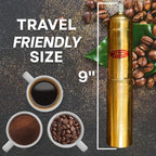 Sozen 9" Manual Coffee Grinder Brass – Hand Crank Burr Mill for Turkish Coffee, French Press, Espresso, Camping & Home Use – Portable Coffee Bean Grinder, Adjustable Conical Grinder - Image 5