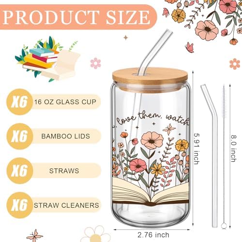 6 Pcs Back to School Teacher Gifts Bulk 16 oz Teacher Glass Cups - Image 3