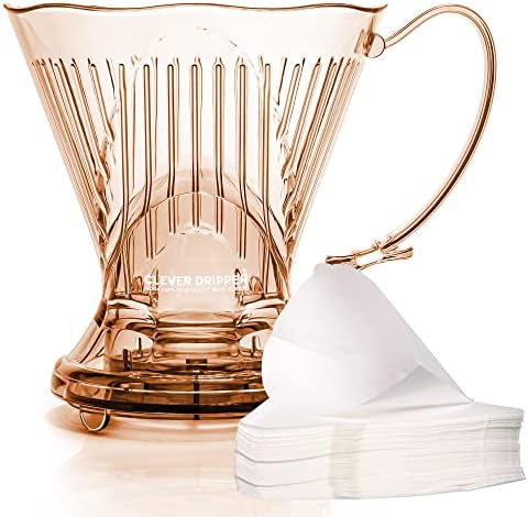Clever Coffee Dripper and Filters, Large 18 oz, Original Classic Design, Safe BPA Free Plastic, dripper coffee maker, drip coffee maker pour over, 100 filters, coaster and lid by Clever