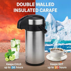 VONDIOR Airpot Coffee Dispenser with Pump - 169 Oz Insulated Stainless Steel Coffee Carafe - Thermal Beverage Dispenser - Coffee Urn for Hot/Cold Water, Party Chocolate Drinks - Image 2