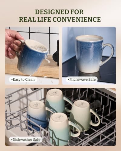 famiware Coffee Mugs Set, 13oz Mug Set of 8, Stoneware Cups with Handle - Image 7