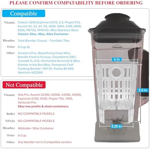 Fruit & Vegetable Washing Blender Attachment, Compatible with Vitamix 5200,VX1,VX3,E310,2.0,510,X2,X3,X4,X5, Cold Brew Maker, Drink Chiller, Baby Bottle Warmer & More - Image 2