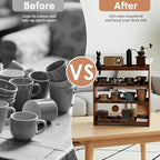 Coffee Mug Holder Countertop 4 Tiers Walnut Station Organizer for Kitchen - Image 5