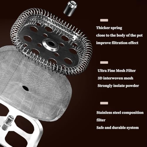 French Press Coffee Maker Coffee Press With Plastic Handle, Double Wall Insulation & Stainless Steel Filter Screen, High Borosilicate Glass Liner, For Coffe And Tea(/White,1l) - Image 5