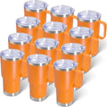 20 oz Tumbler with Handle and Lid Insulated Travel Coffee Mug Orange 12P by ATQTQ