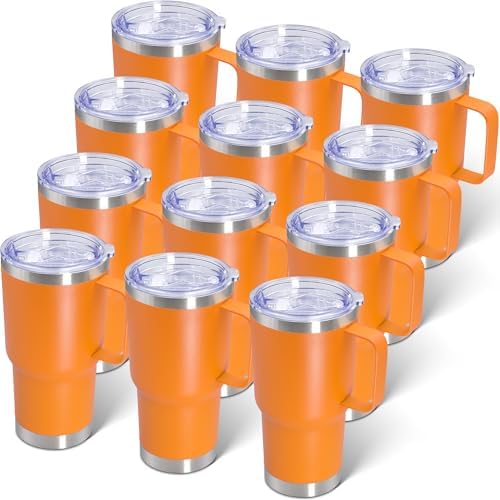20 oz Tumbler with Handle and Lid Insulated Travel Coffee Mug Orange 12P by ATQTQ