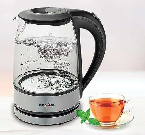 EUROSTAR EKG120BK 1.2L Glass Kettle, Black by EUROSTAR