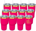 20 oz Tumbler Bulk Stainless Steel Tumblers with Lids and Straws Rosy by MetalyaTumblers