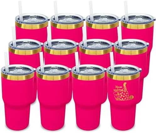 20 oz Tumbler Bulk Stainless Steel Tumblers with Lids and Straws Rosy by MetalyaTumblers