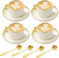 Coffee Cup and Saucer Set of 4, 5 oz Ceramic Espresso Cups Set by Hebaogugu