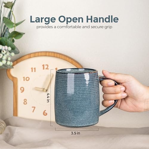 GBhome Large Ceramic Coffee Mugs Set of 6, 18oz Handmade Stoneware Coffee Mugs Set for Latte/Cappuccino/Hot Cocoa, Dishwasher & Microwave Safe, Multi-Color - Image 2