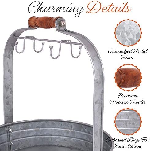 Autumn Alley Rustic Farmhouse Galvanized Coffee Mug Rack Organizer for Kitchen Counter | Mug Tree with Cup Hooks and Basket for Storage of k cups and Accessories | Perfect for Coffee Bar - Image 4