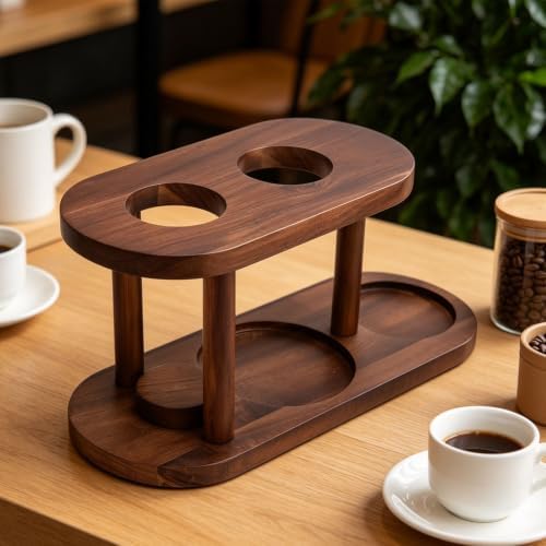 Pour Over Coffee Station, Solid Wood Coffee Dripper Stand, Elevated Brewing Platform Stable Display Rack for Home Office Corner 14.6 x 6.5in - Image 5