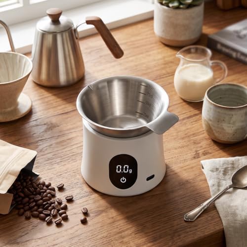 Coffee Scale Digital with Dosing Cup LED Display for Beans (White) - Image 6
