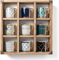 9 Slot Coffee Mug Display Rack - 17in Wall Mounted(Brown) by MITREL