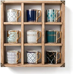 9 Slot Coffee Mug Display Rack - 17in Wall Mounted(Brown) by MITREL