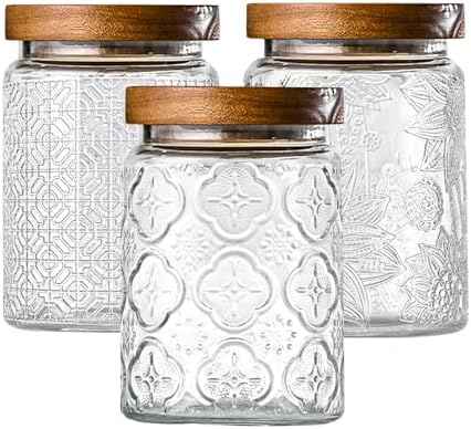 Glass Storage Containers With Lids, Glass Jars With Lids, 24oz, Set Of 3 by Unknown