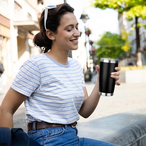 20oz Tumbler with Straw and Brush, Stainless Steel Vacuum Insulated tumbler, Double Wall Insulated Coffee Tumbler for Outdoor, Home, Travel,Office (Black,4pcs) - Image 6