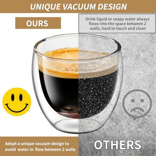 10oz Double Wall Espresso Cups Set of 4, Clear Expresso Shots Cup, Double Wall Insulated Espresso Mugs, 300 ML Tazas de Cafe Expreso, Microwave Dishwasher Safe,Suit for Espresso Machine - Image 4